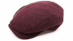 Wigens Ivy Contemporary Flat Cap Shetland Wool Wine Red