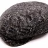 Wigens Ivy Contemporary Flat Cap Virgin Herringbone Wool Dark Grey -Hoeden Winkel 1929521565