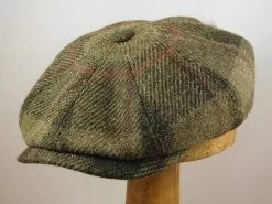 Stetson Hatteras Newsboy Cap Harris Tweed Groen Streep Rood -Hoeden Winkel 1932759759