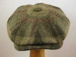Stetson Hatteras Newsboy Cap Harris Tweed Groen Streep Rood -Hoeden Winkel 1932759762