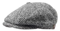Stetson Newsboy Cap Hatteras Tweed Visgraat Antraciet -Hoeden Winkel 1932783282