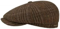 Stetson Newsboy Cap Hatteras Harris Tweed Taupe Oker Groen