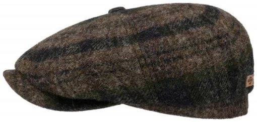 Stetson Newsboy Cap Hatteras Wol Bijenwas Ruit Groen Blauw -Hoeden Winkel 1937770833