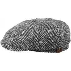 Stetson Newsboy Cap Hatteras Tweed Visgraat Antraciet -Hoeden Winkel 1937835486