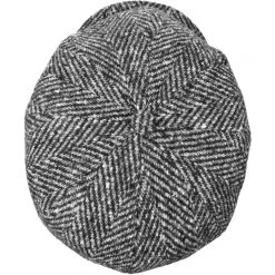 Stetson Newsboy Cap Hatteras Tweed Visgraat Antraciet -Hoeden Winkel 1937835501