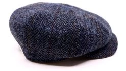 Wigens Newsboy Retro Cap Wool Herringbone Harris Tweed Blue -Hoeden Winkel 1943170206