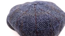 Wigens Newsboy Retro Cap Wool Herringbone Harris Tweed Blue -Hoeden Winkel 1943170209