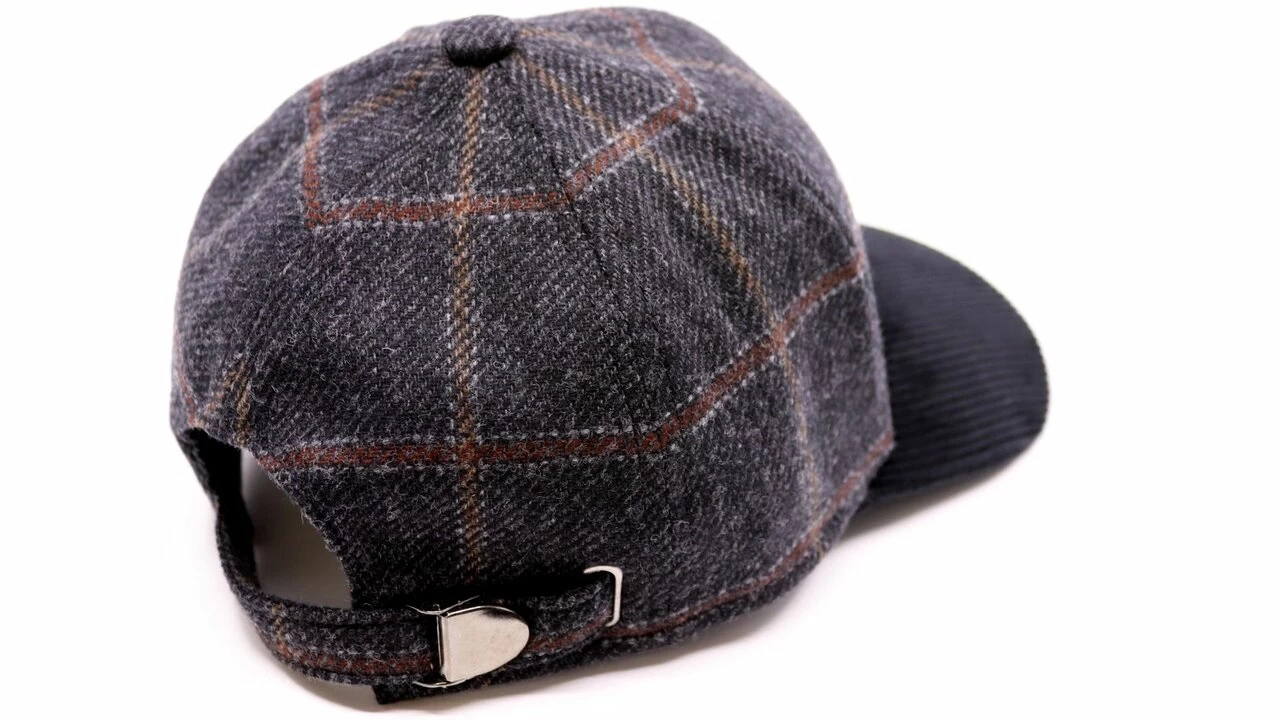 Alfonso Deste Baseball Cap Wol Grijs Geruit 4 Alfonso Deste Baseball Cap Wol Grijs Geruit - Afbeelding 2