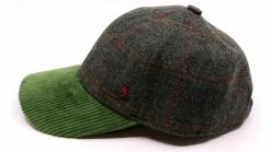 Alfonso Deste Baseball Cap Wol Groen Geruit