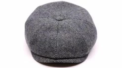 Alfonso Deste Kioto Newsboy Cap Scheerwol Visgraat Metaalblauw -Hoeden Winkel 1943713230