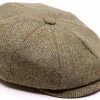 Alfonso Deste Kioto Newsboy Cap Scheerwol Visgraat Saliegroen -Hoeden Winkel 1943714343