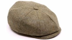 Alfonso Deste Kioto Newsboy Cap Scheerwol Visgraat Saliegroen