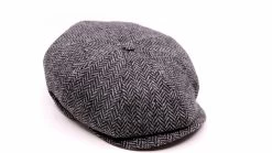 Borsalino Ballonpet Fleece Wol Visgraat Grijs Spikkel