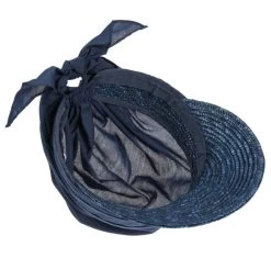 Seeberger Stofpet Stro Katoenmix Ink Blue -Hoeden Winkel 1963378659