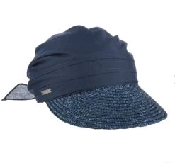 Seeberger Stofpet Stro Katoenmix Ink Blue -Hoeden Winkel 1963378662