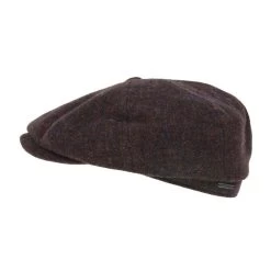 Stetson Hatteras Newsboy Cap Herringbone Crimson Violet