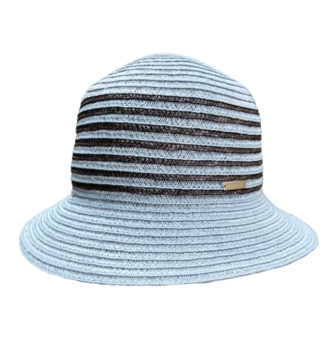 Seeberger Cloche Stro Stripe Light Blue Anthracite 3 Seeberger Cloche Stro Stripe Light Blue Anthracite