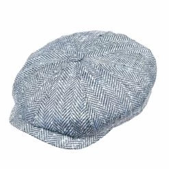 Stetson Hatteras Newsboy Cap Silk Visgraat Lichtblauw