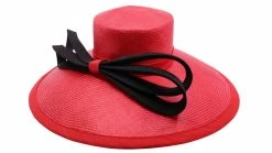 Whiteley Occasion Hat Parasisal Wwide Brim Tulip Red And Black