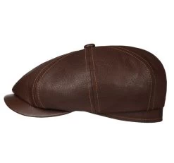 Stetson Hatteras Newsboy Cap Lamb Nappa Brown