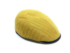 Alfonso D Este Matera Ivy Split Pet Linnen Pinstripe Okergeel Navy