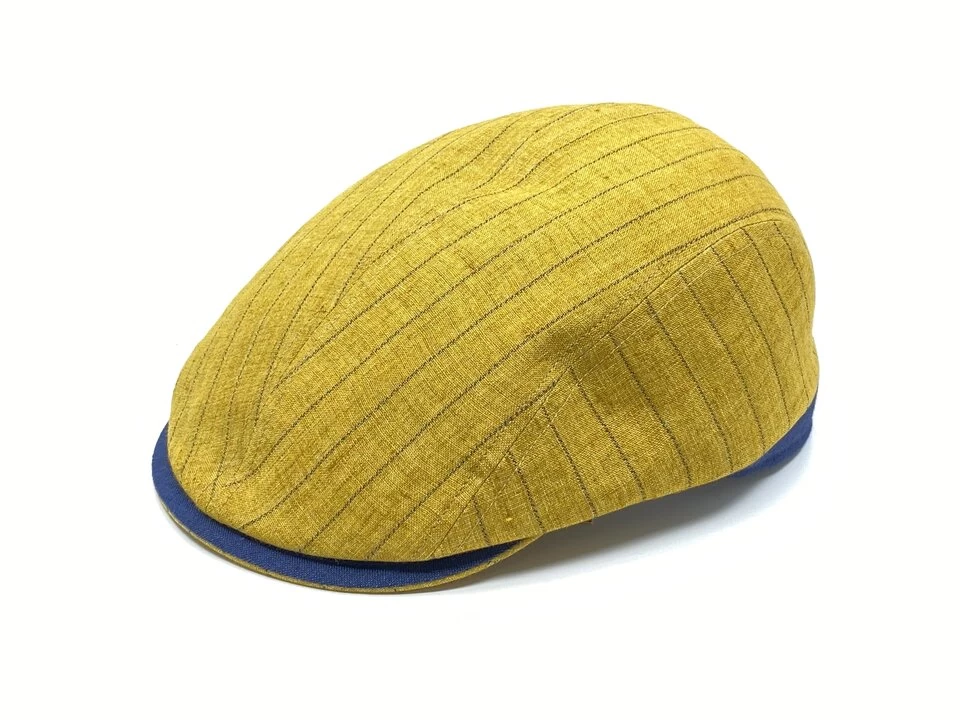 Alfonso D Este Matera Ivy Split Pet Linnen Pinstripe Okergeel Navy 4 Alfonso D Este Matera Ivy Split Pet Linnen Pinstripe Okergeel Navy - Afbeelding 2