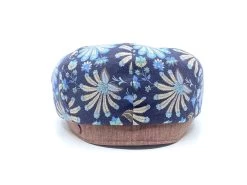 Alfonso D Este Newsboy Cap Kioto Linnen Floral Fantasie Bruin Blauw -Hoeden Winkel 1971565128