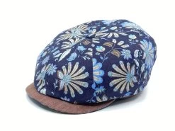 Alfonso D Este Newsboy Cap Kioto Linnen Floral Fantasie Bruin Blauw -Hoeden Winkel 1971565134