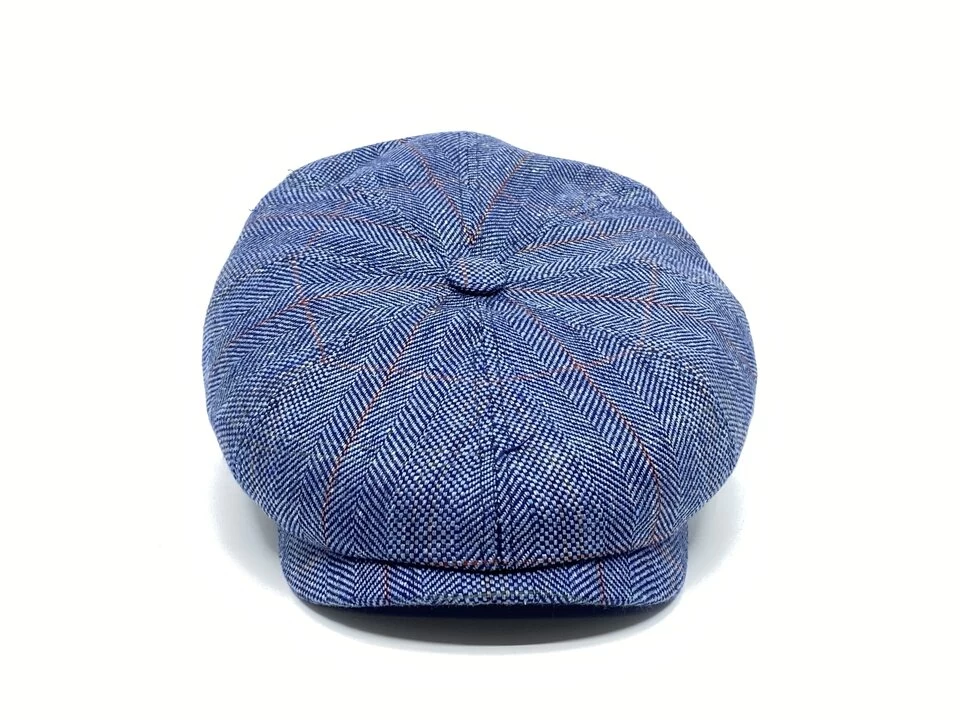 Stetson Newsboy Cap Hatteras Silk Herringbone Check Blue 5 Stetson Newsboy Cap Hatteras Silk Herringbone Check Blue - Afbeelding 3