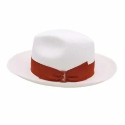 Borsalino Panama Classic Fino Wide Brim White And Orange