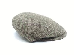 Alfonso D Este Flatcap New York Linnen Visgraat Naturel Groen Magenta -Hoeden Winkel 1977095952