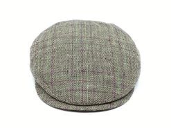 Alfonso D Este Flatcap New York Linnen Visgraat Naturel Groen Magenta -Hoeden Winkel 1977095955