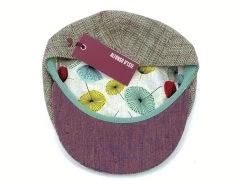 Alfonso D Este Flatcap New York Linnen Visgraat Naturel Groen Magenta -Hoeden Winkel 1977095964
