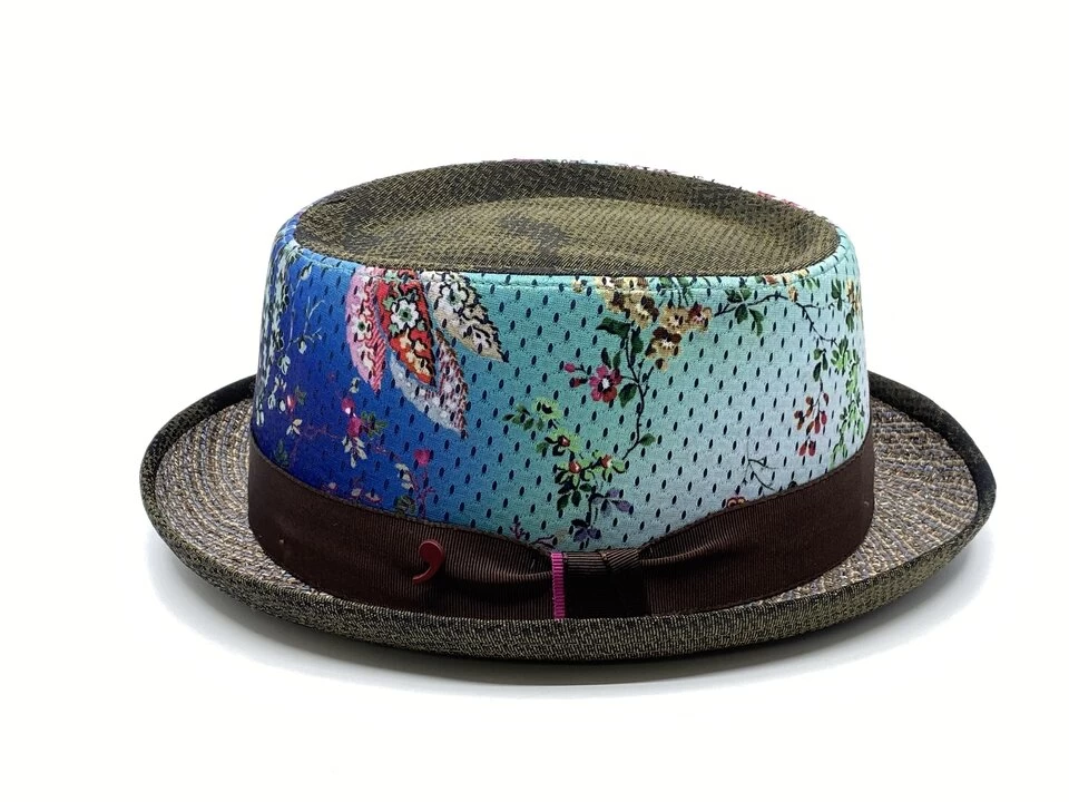 Alfonso D Este Pork Pie Jazz Hoed Po Laser Bloemen Bruin 4 Alfonso D Este Pork Pie Jazz Hoed Po Laser Bloemen Bruin - Afbeelding 2