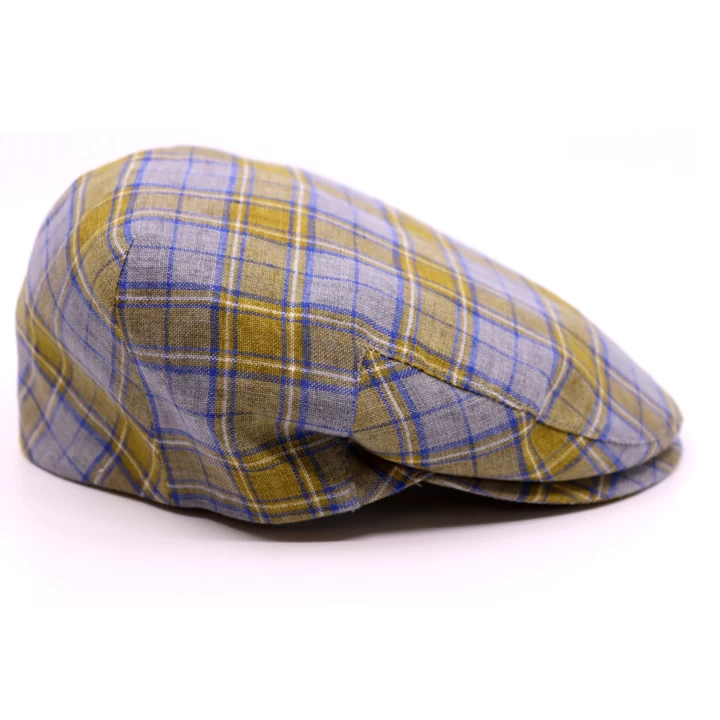 Jos Van Dijck Klassieke Engelse Pet Ruit Linnen Blauw Geel 4 Jos Van Dijck Klassieke Engelse Pet Ruit Linnen Blauw Geel - Afbeelding 2