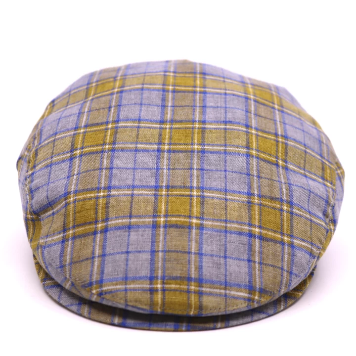 Jos Van Dijck Klassieke Engelse Pet Ruit Linnen Blauw Geel 5 Jos Van Dijck Klassieke Engelse Pet Ruit Linnen Blauw Geel - Afbeelding 3