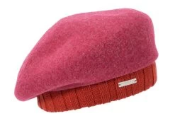 Seeberger Wollen Baret Met Gebreide Rand Ruby Red