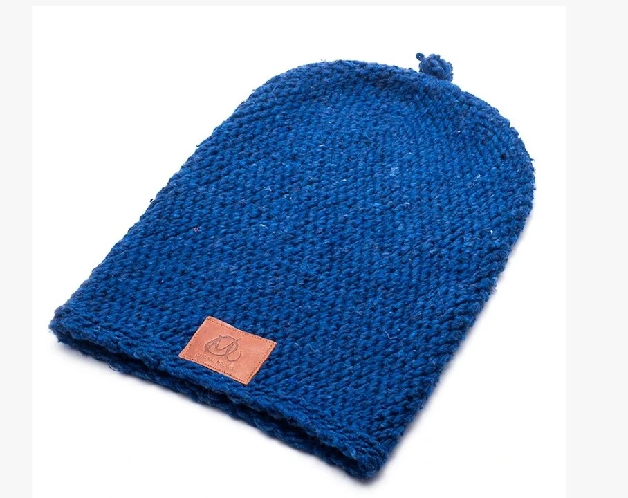 Original Mocros Gebreide Lange Beanie Donker Blauw 3 Original Mocros Gebreide Lange Beanie Donker Blauw