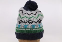 Fiebig Knitted Muts Met Pompom Turquoise Zwart Grijs En Groen
