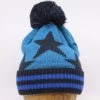 Fiebig Knitted Muts Met Pompom Stars Turquoise Zwart En Blauw -Hoeden Winkel 1753951114