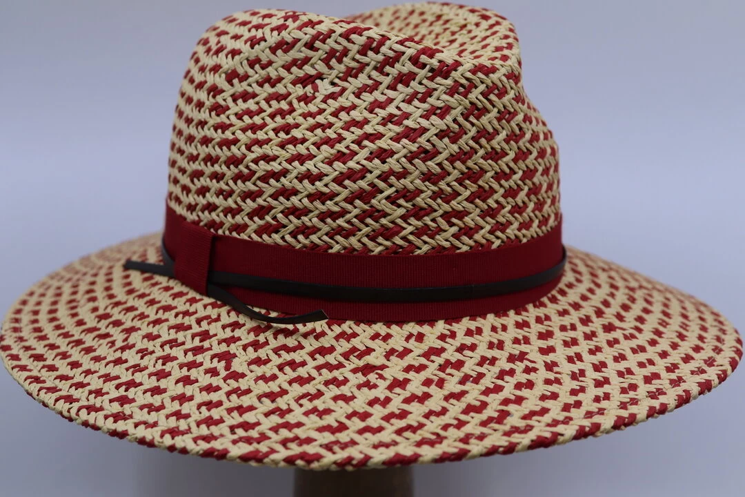 Jos Van Dijck Fedora Zomer Lint En Leer Rood Naturel 3 Jos Van Dijck Fedora Zomer Lint En Leer Rood Naturel