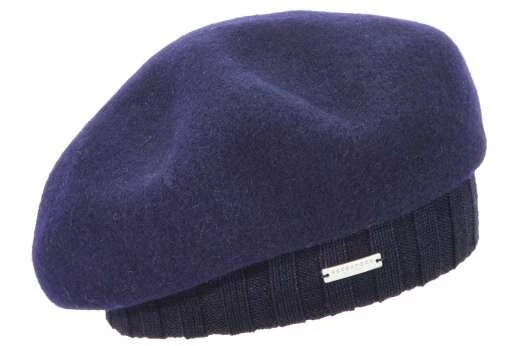 Seeberger Wollen Baret Met Gebreide Rand Marine Blauw 3 Seeberger Wollen Baret Met Gebreide Rand Marine Blauw