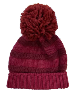 Bedacht Wool Cashmere Beanie Pompom Wine