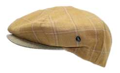 City Sport Ballonpet Zijde En Linnen Mix Tartan Camel