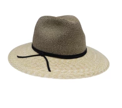 Marzi Paper Straw Braid Fedora Black Ribbon Naturel
