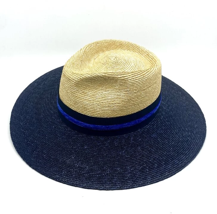 Marzi Fedora Premium Italian Straw Two Tone Naturel Navy 3 Marzi Fedora Premium Italian Straw Two Tone Naturel Navy