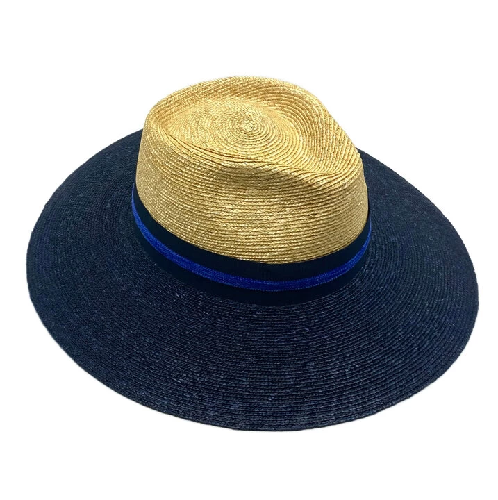 Marzi Fedora Premium Italian Straw Two Tone Naturel Navy 4 Marzi Fedora Premium Italian Straw Two Tone Naturel Navy - Afbeelding 2