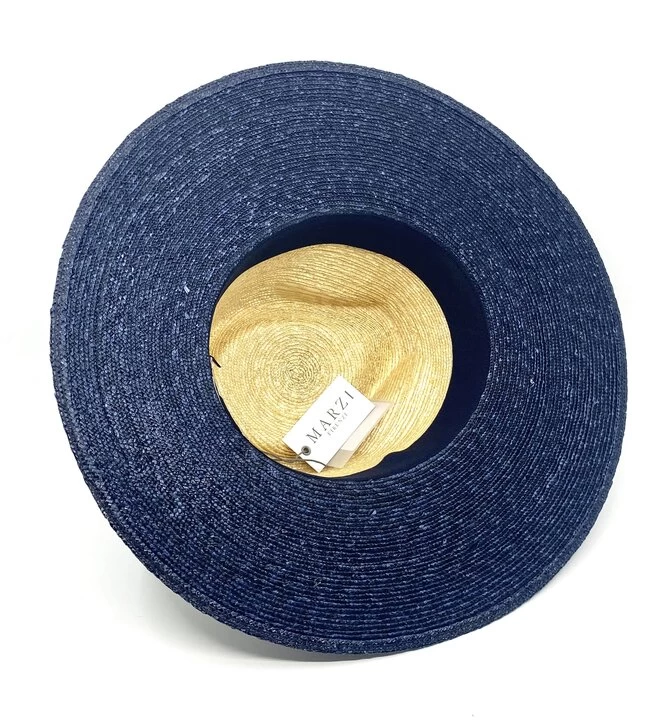 Marzi Fedora Premium Italian Straw Two Tone Naturel Navy 5 Marzi Fedora Premium Italian Straw Two Tone Naturel Navy - Afbeelding 3