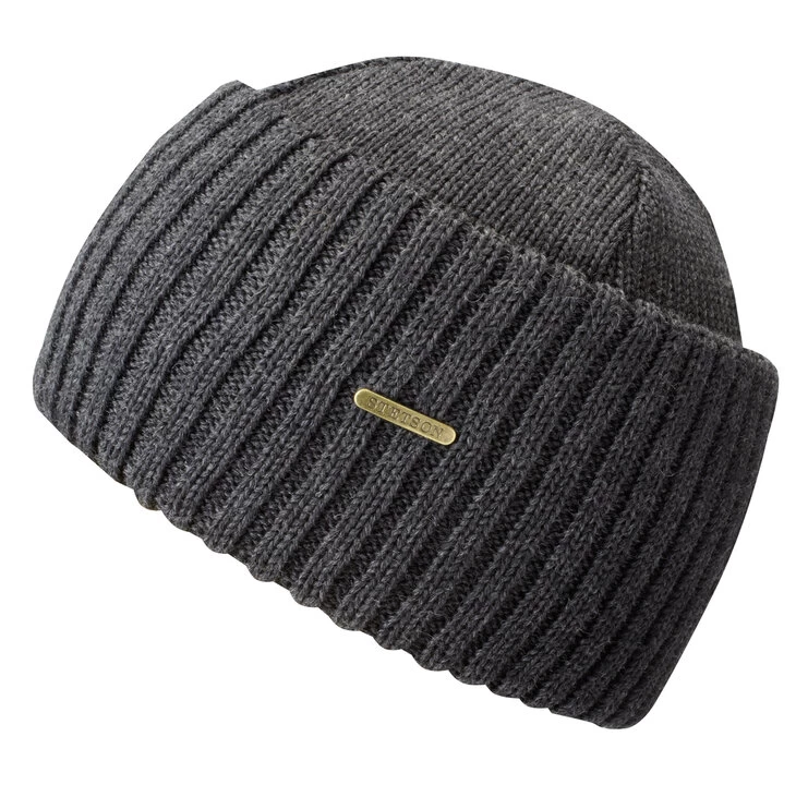 Stetson Beanie Northport Merino Wool Knit Anthracite 4 Stetson Beanie Northport Merino Wool Knit Anthracite - Afbeelding 2