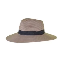 House Of Ord Summer Fedora Fiona Wide Brim Flexibraid Taupe